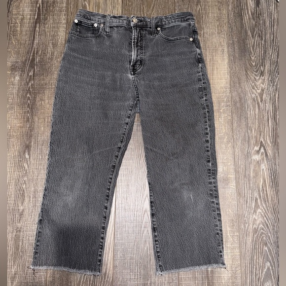 GUC Madewell The Perfect Vintage Straight Crop Jean Washed Black Size: 29 Petite - Picture 3 of 11